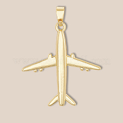 真鍮製ペンダント12個  飛行機チャーム  18KGP本金メッキ  27x25x2.8mm  穴：2.5x5mm&nbsp;KK-BBC0020-17