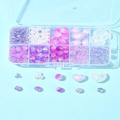 DIY ラウンド アクリル ビーズ ジュエリー作り ファインディング キット  パープル  4~16x4~17x4~10.5mm  穴：1~2.5mm&nbsp;DIY-FS0007-04