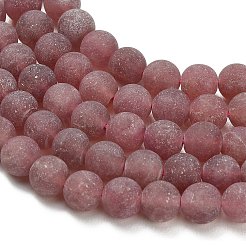 天然石ストロベリークォーツビーズ連売り  ラウンド  艶消し  8mm  穴：1.2mm  約50個/連  15.08''~15.28''（38.3~38.8センチメートル）&nbsp;G-P626-8mm-04