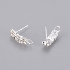 真鍮製スタッドピアスパーツ  カン付き  クリスタルグレードのラインストーン  銀色のメッキ  17.5x5x14mm  穴：2mm  ピン：0.8mm&nbsp;RB-H297-13-S