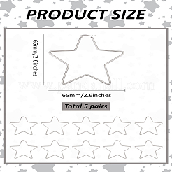 5 Pairs 201 Stainless Steel Star Hoop Earrings&nbsp;EJEW-LP0001-13