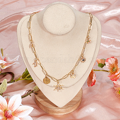 Brass Snowflake Sun Pendant Paperclip Chain Necklaces&nbsp;NJEW-DR0001-08