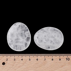 天然石クオーツクリスタルペンダント  ロッククリスタルオーバルチャーム  40~41x32~33x6mm  穴：2.3~3mm&nbsp;G-C110-07G