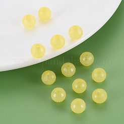 透明なアクリルビーズ  染め  多面カット  ラウンド  きいろ  9.5x9.5mm  穴：2mm  約970個/500g&nbsp;TACR-S153-42E-05