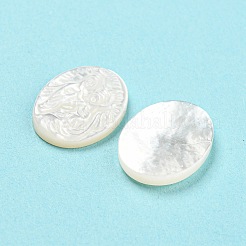 宗教 天然貝殻 カボション  聖母マリアが刻まれた楕円形  ホワイト  19x14x3mm&nbsp;SHEL-D079-24