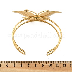 女性用304ステンレススチールカフバングル  蝶  ラインストーン付き  18KGP本金メッキ  内径：2-1/2インチ（6.45cm）&nbsp;BJEW-Z091-02G