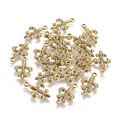 チベットスタイル合金金属フルール·ド·リスペンダント  鉛フリー及びカドミウムフリー  アンティーク黄金  24x14x3mm  穴：2mm&nbsp;X-PALLOY-EA8747Y-AG