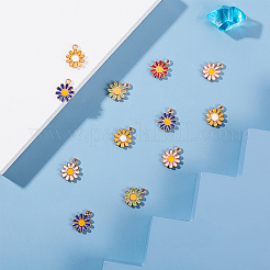 合金チャーム  エナメル  さくら  ライトゴールド  ミックスカラー  11.5x15x2mm  穴：1.4mm  60個/箱&nbsp;ENAM-SC0001-23LG