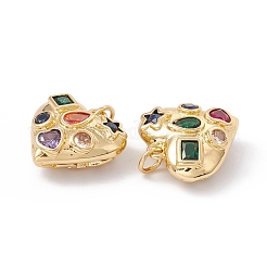 Rack Plating Brass Micro Pave Colorful Cubic Zirconia Pendants&nbsp;ZIRC-C040-13G