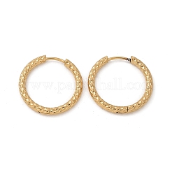 イオンプレーティング（IP）304ステンレススチール溝付きフープピアス  18KGP本金メッキ  23x2.5mm  ピン：1mm&nbsp;X-EJEW-M218-01C-G
