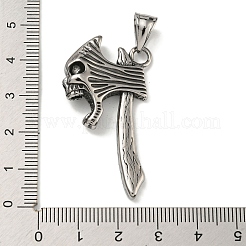 316サージカルステンレスペンダント  斧のチャーム  アンティークシルバー  44.5x24.5x7.5mm  穴：4.5x8mm&nbsp;STAS-Z073-68AS-04