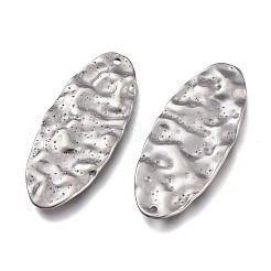 変色しにくい304ステンレススチールペンダント  テクスチャ  オーバル  ステンレス鋼色  38x16x2mm  穴：1.5mm&nbsp;STAS-F263-07P