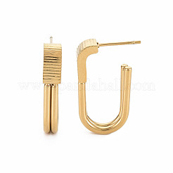 304ステンレススチールオープンオーバルスタッドピアス  女性用ハーフフープピアス  ゴールドカラー  25x16x5mm  ピン：0.7mm&nbsp;EJEW-N016-025LG