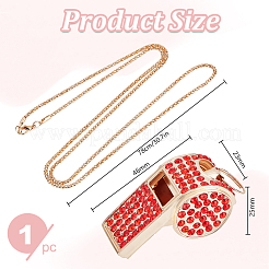 鉄製ラインストーンホイッスルペンダントポップコーンチェーンネックレス（女性用）1個  シャム  30.71インチ（78cm）&nbsp;NJEW-DR0001-03D
