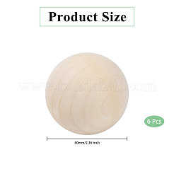 未完成の木製ビーズ  穴なしラウンドビーズ  フローラルホワイト  60mm&nbsp;LS-WOOD-WH0025-97