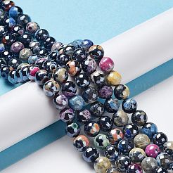 Electroplate Natural Fire Crackle Agate Beads Strands&nbsp;G-G0006-A01-09