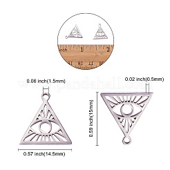 ステンレスペンダント201個  三角  ステンレス鋼色  15x14.5x0.5mm  穴：1.5mm&nbsp;STAS-CJC0008-03P