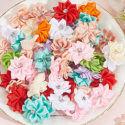 100Pcs 10 Colors Polyester Rhinestone Flower for Ornament Appliques DIY Wedding&nbsp;FIND-SP0004-89