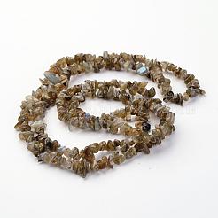 天然ラブラドライトチップ連売りビーズ  5~8mm  穴：0.3mm  約32~32.5インチ&nbsp;X-F069