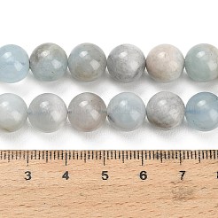天然石アクアマリンビーズ連売り  ラウンド  スムーズ  9.5~10mm  穴：1mm  約38~39個/連  14.96''~15.20''（38~38.6センチメートル）&nbsp;G-F591-29B-10mm-01