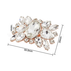 合金ガラスの取り外し可能な靴のバックル クリップ  花の靴の装飾  ローズゴールド  39x59.5x14mm&nbsp;FIND-WH0423-73RG-01