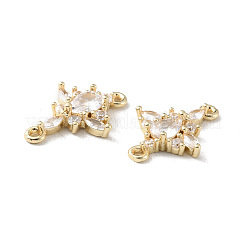 真鍮舗装クリアキュービックジルコニアコネクタチャーム  菱形リンク  ライトゴールド  18.5x14x4mm  穴：1.2mm&nbsp;KK-G462-04KCG