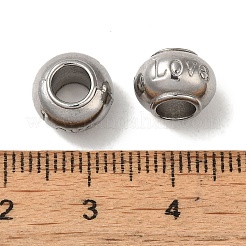 変色しにくい304ステンレススチール製ヨーロピアンビーズ  大穴ビーズ  ワード愛rondelle  ステンレス鋼色  10x7mm  穴：4.5mm&nbsp;STAS-K285-25P