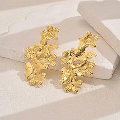 エレガントな真鍮の花のスタッドピアス  ゴールドカラー  55x32mm&nbsp;OI2799