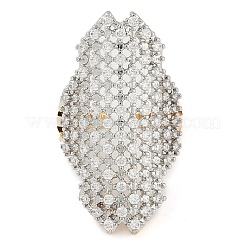 Owl Brass Micro Pave Clear Cubic Zirconia Open Cuff Ring for Women&nbsp;RJEW-Q819-14G