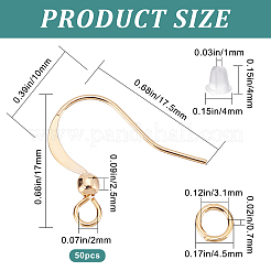 50Pcs Real 18K Gold Plated Brass Horizontal Loop French Earring Hooks&nbsp;KK-CN0001-81