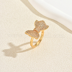 Brass Micro Pave Cubic Zirconia Finger Rings for Women for Women&nbsp;AJ2341