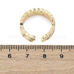 Brass Micro Pave Clear Cubic Zirconia Cuff Rings for Women&nbsp;LS-RJEW-S398-02G