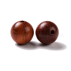 天然木のビーズ  染色されていない  ラウンド  暗赤色  15mm  穴：1.8mm&nbsp;WOOD-C005-01E