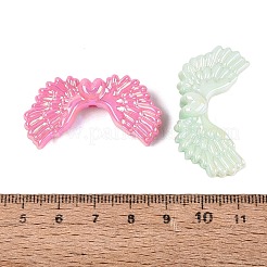 蓄光UVメッキ不透明アクリルビーズ  虹色の  ハートの翼  暗闇で光る  ミックスカラー  21x39x10mm  穴：2mm&nbsp;OACR-Q204-25