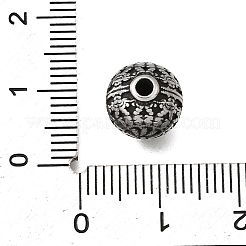 刻印入り304ステンレススチールビーズ  ラウンド  アンティークシルバー  8.5~10.5x8~10mm  穴：1.8mm&nbsp;STAS-H263-17AS