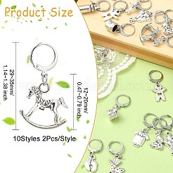 20Pcs 10 Styles Mixed Shapes Alloy Pendant Locking Stitch Markers&nbsp;HJEW-CJ00040