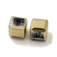 電気メッキガラスビーズ  多面カット  キューブ  ライトカーキ  5.5x5.5x5.5mm  穴：1.6mm  100個/袋&nbsp;EGLA-Z004-04A-09