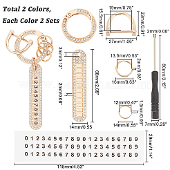 4セット2色DIY数字チャームキーホルダー作成キット  ラインストーン付きアロイキーホルダークラスプを含む  紙のステッカー  鉄の道具  ゴールデン·ステンレス鋼色  2セット/カラー&nbsp;DIY-CA0004-48