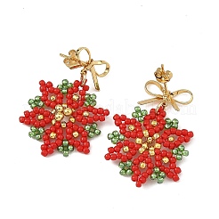 Glass & Brass Beads Braided Dangle Earrings&nbsp;EJEW-MZ00811