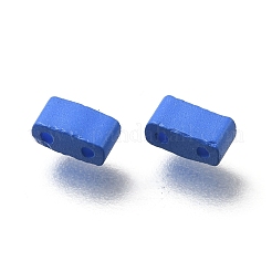 2穴ベーキングペイントガラスシードビーズ  長方形  ブルー  5x2.5x2mm  穴：0.8mm&nbsp;SEED-S023-17B-35