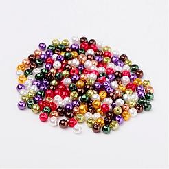 光沢のパールカラーのガラスパールビーズ  ミックスカラー  4mm  穴：1mm  約400個/袋&nbsp;HY-X006-4mm-09