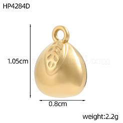 304ステンレスペンダント  桃のチャーム  イオンプレーティング（ip）  14KGP本金メッキ  10x8mm  穴：1mm&nbsp;STAS-OY017-45G