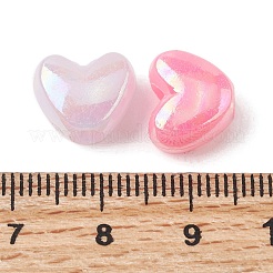 オペークアクリルヨーロピアンビーズ  ABカラーメッキ  ハート  大穴ビーズ  ミックスカラー  12x11.5x7mm  穴：4mm  約1210個/ 500 G&nbsp;OACR-G058-16F