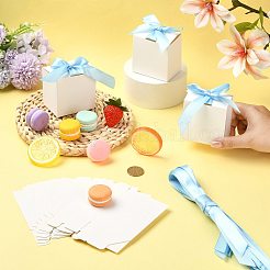 厚紙製キャンディギフトボックス  ポリエステルリボン付き  長方形  ライトブルー  7x5x7cm&nbsp;CON-FZC0002-003B-1