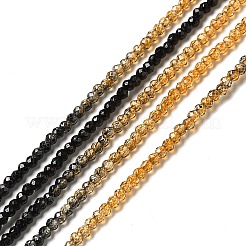 透明なグラデーションカラーのガラスビーズ連売り  多面カットラウンド  ブラック  2mm  穴：0.8mm  約160~178個/連  13.58 ~14.17インチ（34.5~36cm）&nbsp;GLAA-H021-01A-07