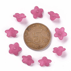 透明なアクリルビーズ  花  艶消し  濃いピンク  10x5mm  穴：1mm  約420個/50g&nbsp;X-PL554-04