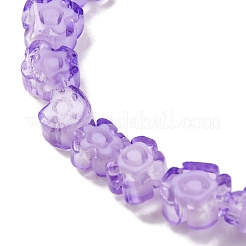 ハンドメイドミッレフィオーリ ランプワークビーズ連売り  プラム  暗い蘭  6x6x3mm  穴：1mm  約62個/連  15.24''（38.7センチメートル）&nbsp;LAMP-G164-01A