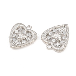 ラインストーン ペンダント付き合金  ハートチャーム  ラックめっき  プラチナ  クリスタル  24.5x21.5x5mm  穴：3.5x2mm&nbsp;RB-CBA7AC6-18P-01
