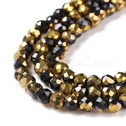電気メッキガラスビーズセット  半分メッキ  多面カットラウンド  黒メッキ  3x2.5mm  穴：0.7mm  約130~135個/連  12.99~14.17インチ（33~36cm）&nbsp;GLAA-H021-01B-HP04