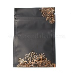 再封可能なプラスチック袋  保存袋  セルフシールバッグ  トップシール付き  マット  ブラック  葉の模様  12x8x0.2cm  片側の厚さ：3.1ミル（0.08mm）  約95~100個/袋&nbsp;OPP-B001-C04